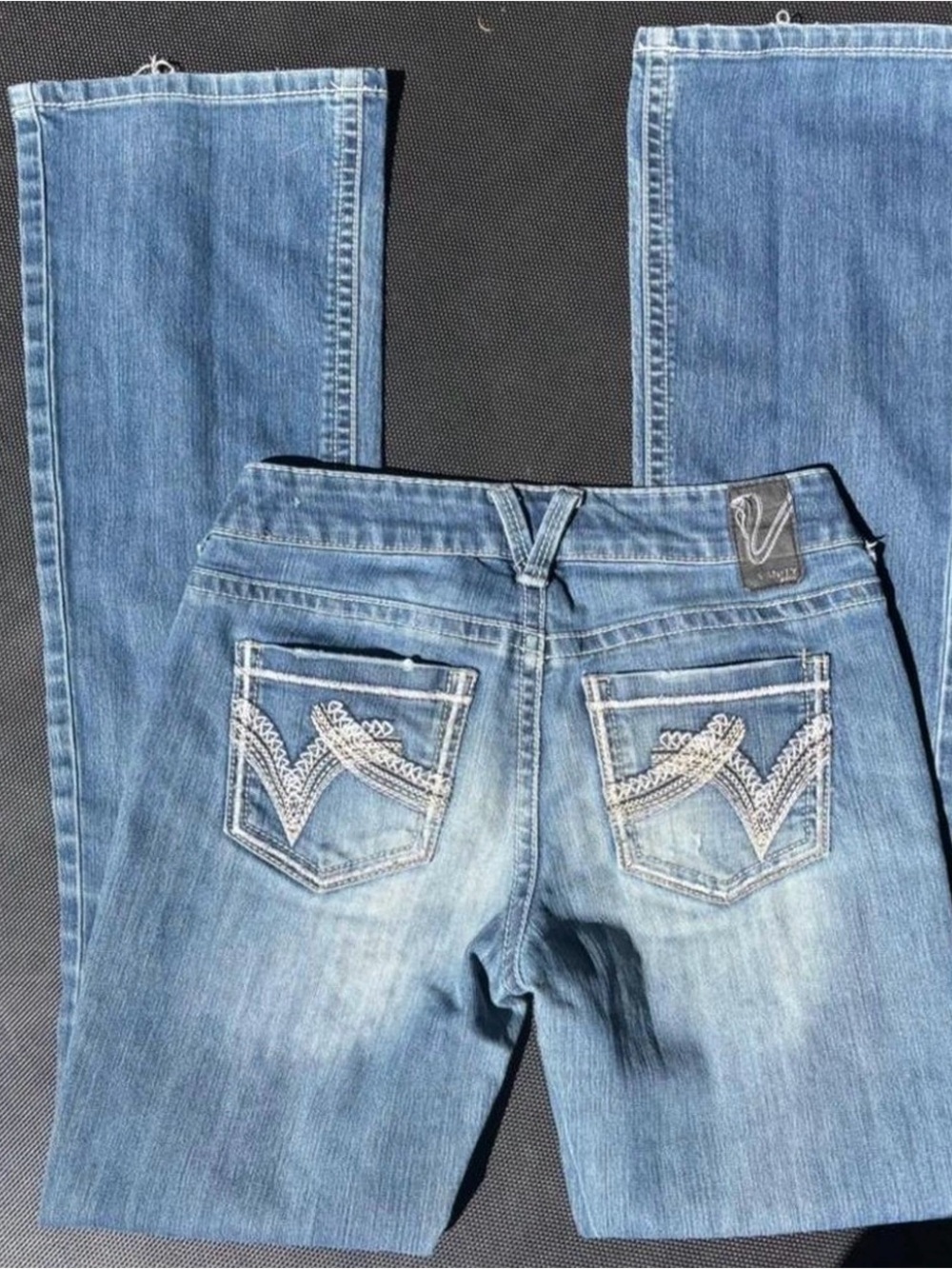 Vanity Women's Light Blue Embroidered Back Pocket Bootcut Jeans